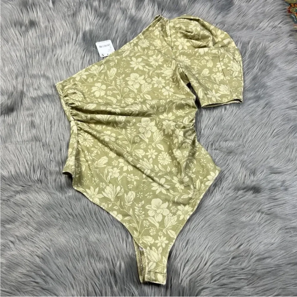 Free People Somethin Bout You Cactus Combo One Shoulder Thong Bodysuit